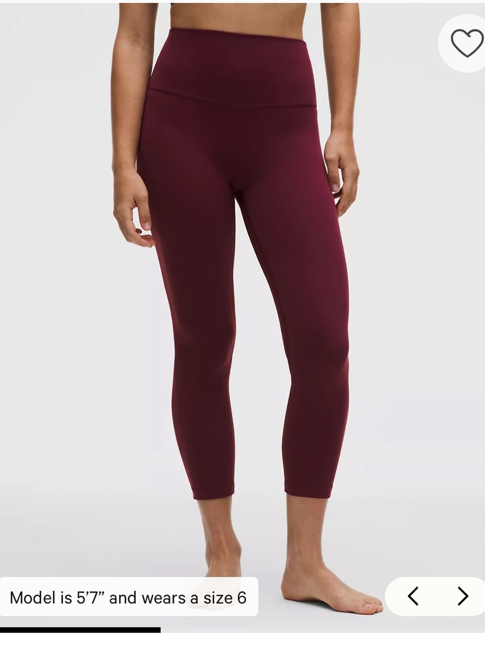 lululemon athletica Align High Rise Crop 23” Burgundy Bay Legging Size 4